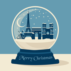 Paris Christmas snow ball