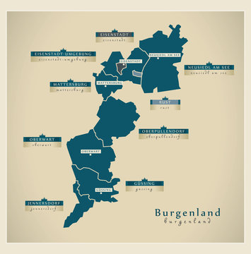 Moderne Landkarte - Burgenland AT