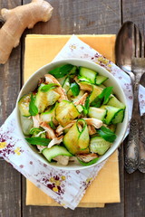 Oriental salad with cucumber and chichen