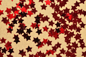 Confetti in the form of red stars
