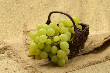 Green grapes in basket