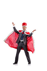 King businessman isolated on the white