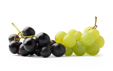 Dark purple and green grapes