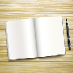 blank open book over wooden desk