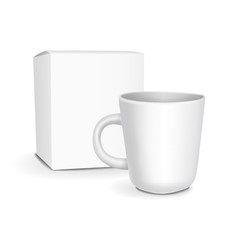 blank white cup and package