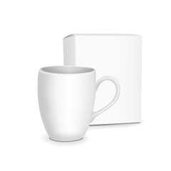 blank white cup and package