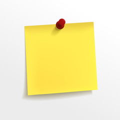 blank yellow note paper with pin
