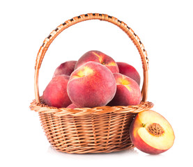 ripe peaches in a basket