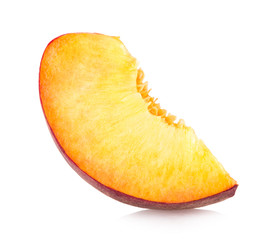 peach slice isolated on white background