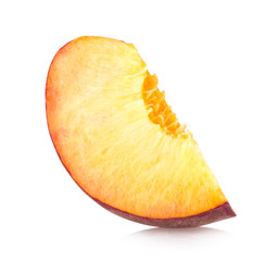 peach slice isolated on white background