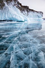 Obraz premium Rocks on winter Baikal lake