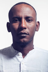 African boy with linen shirt