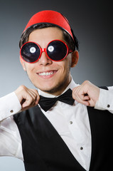 Man wearing traditional turkish hat fez