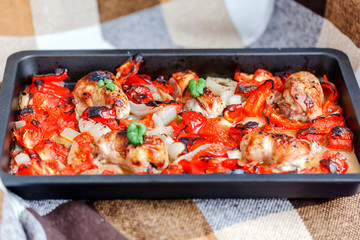 chicken with oven-roasted ratatouille