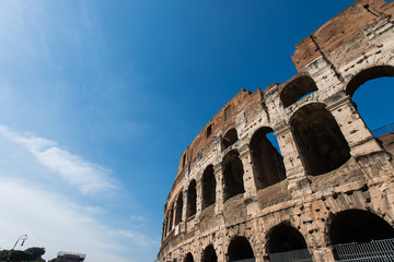 Famous colosseum on bright summer day