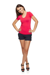 Playful woman in full length