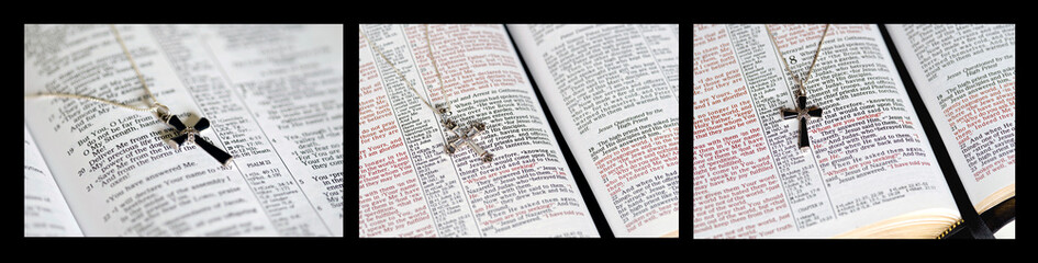 Crosses on Bible Text Collage