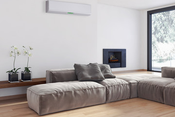 Modern living room wit hair conditioner