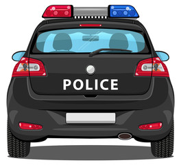 Vector Car - Back view - Police Car - with visible interior