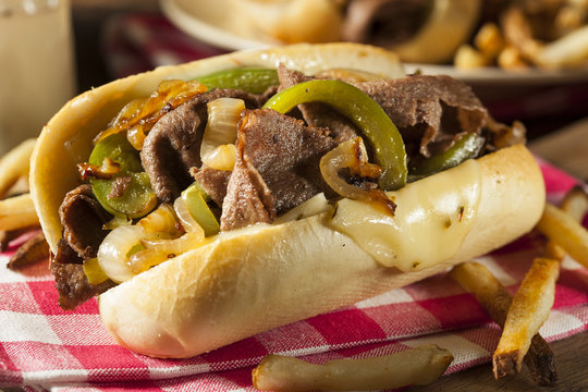 Homemade Philly Cheesesteak Sandwich