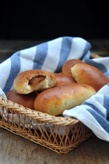 Hand pies with apple jam, selective focus