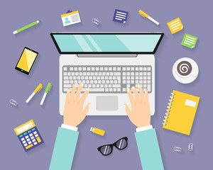 Business workplace with notebook