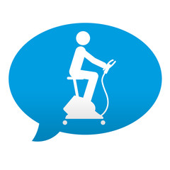 Etiqueta tipo app azul comentario simbolo bicicleta estatica