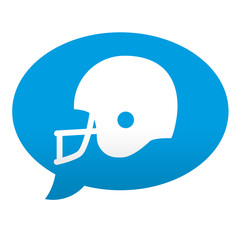 Etiqueta tipo app azul comentario casco futbol americano