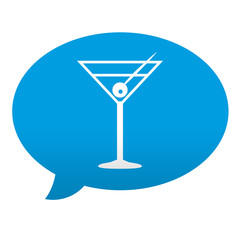 Etiqueta tipo app azul comentario simbolo coctel