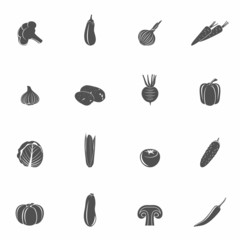 Vegetables icons black set