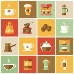 Coffee Icons Flat Set