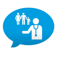 Etiqueta tipo app azul comentario simbolo medico de familia