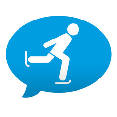 Etiqueta tipo app azul comentario patinaje sobre hielo