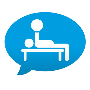 Etiqueta tipo app azul comentario simbolo musculacion