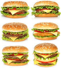 Big hamburgers on white background .