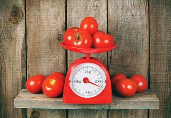 Tomatoes on scales