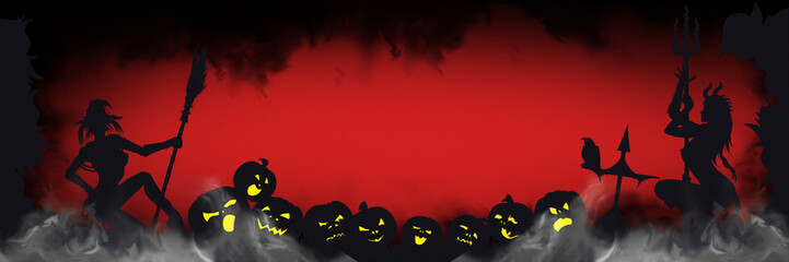 Halloween banner with sinister silhouettes