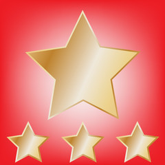 abstract gold star on red background