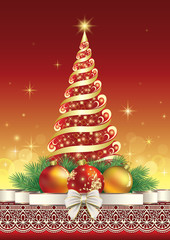 Christmas card with a festive Christmas tree