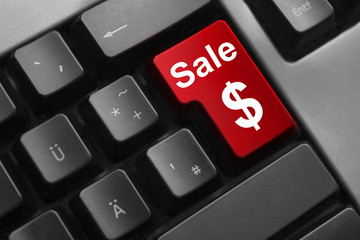 keyboard red button sale dollar symbol