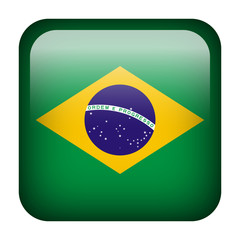 Obraz premium Brazil square flag button