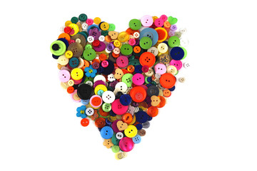 Heart shape made of haberdashery buttons