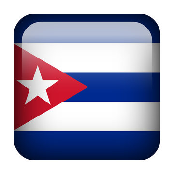 Cuba square flag button