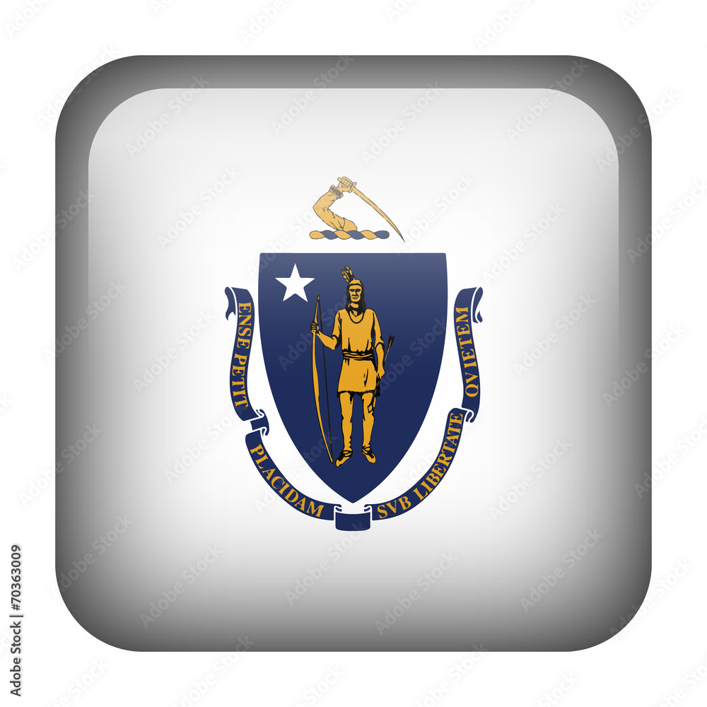 Wall mural square flag button - massachusetts