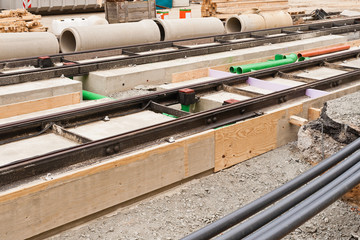 Gleisbauarbeiten - Installation eines Entwässerungssystems