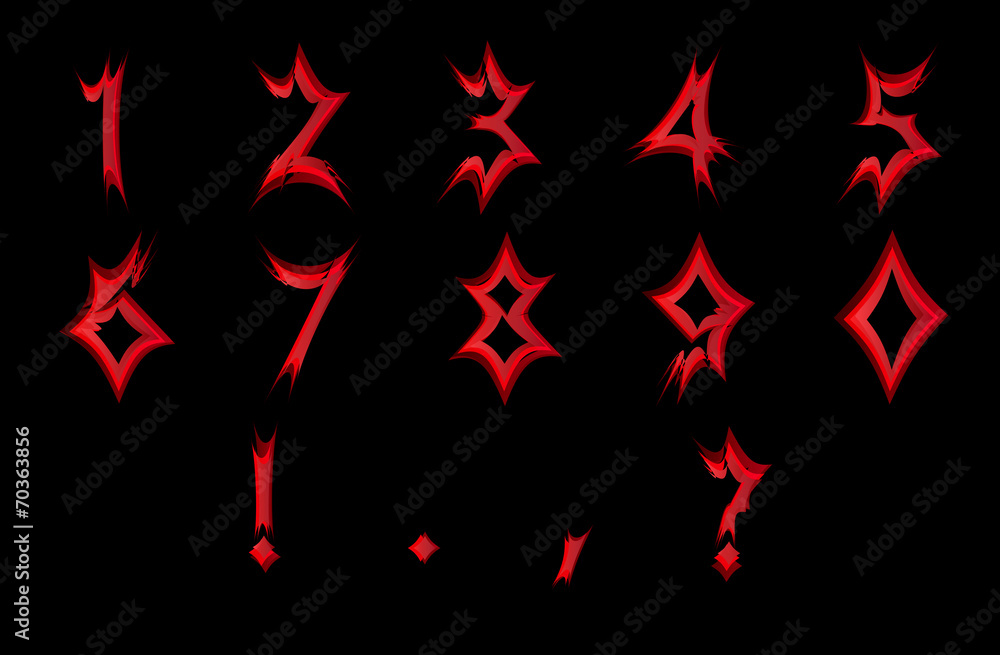 Fototapete set of sharp , red digits .