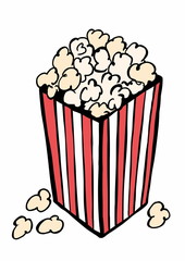 doodle paper bag full of popcorn