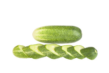 chopped ​​cucumber isolated on white background