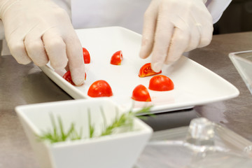 Obraz na płótnie Canvas food composition with chef hands