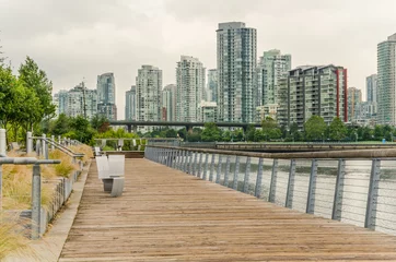 Empty Boardwalk in Downtown Vancouver on a Cloudy Day